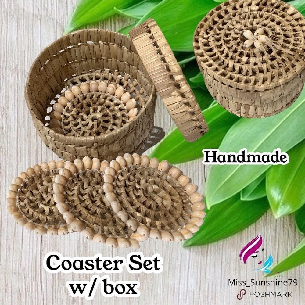 Handmade - Super unique natural Coaster Set 4pcs in box ocean island the…